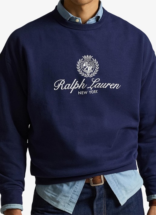 Ralph Lauren Sweater met logoprint - detail 5 donkerblauw