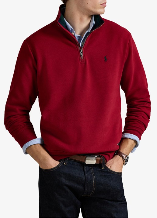Ralph Lauren Sweater van fleece met logoborduring - detail holiday red / rood