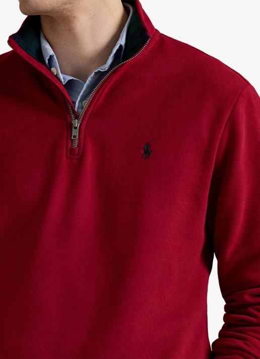 Ralph Lauren Sweater van fleece met logoborduring - detail 2 holiday red / rood