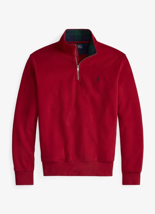 Ralph Lauren Sweater van fleece met logoborduring - voorkant 3 holiday red / rood