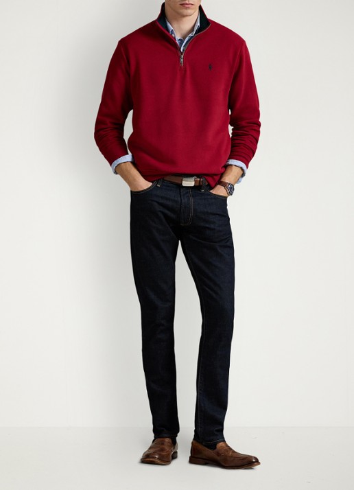Ralph Lauren Sweater van fleece met logoborduring - voorkant 4 holiday red / rood