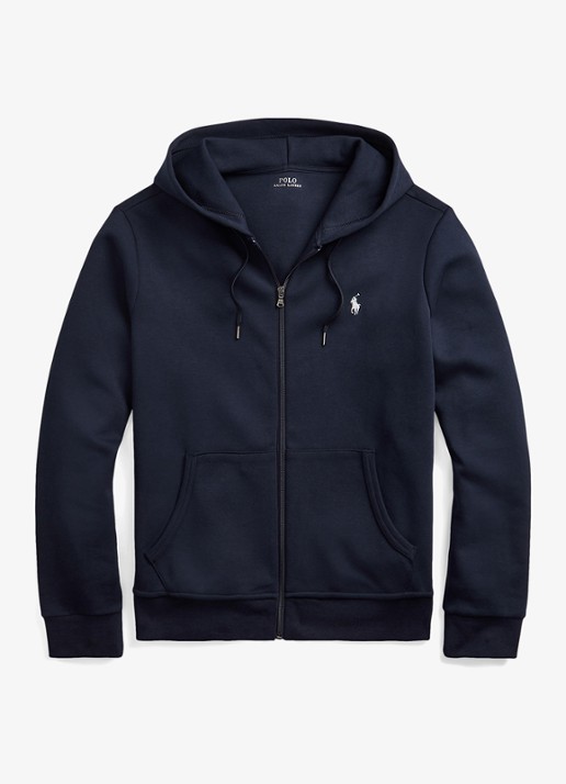 Ralph Lauren Sweatvest met capuchon en logoborduring  - voorkant 4 aviator navy