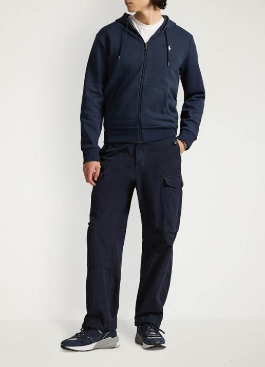Ralph Lauren Sweatvest met capuchon en logoborduring  - voorkant 5 aviator navy