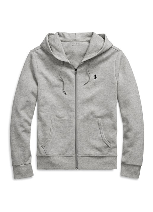 Ralph Lauren Sweatvest met capuchon en logoborduring  - voorkant 7 lt sport heather