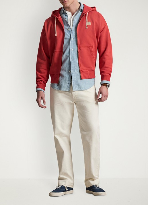 Ralph Lauren Sweatvest met capuchon en steekzakken - voorkant 4 sunrise red-2yfv