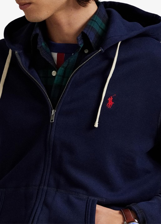 Ralph Lauren Sweatvest met logoborduring en capuchon  - detail 5 cruise navy / donkerblauw