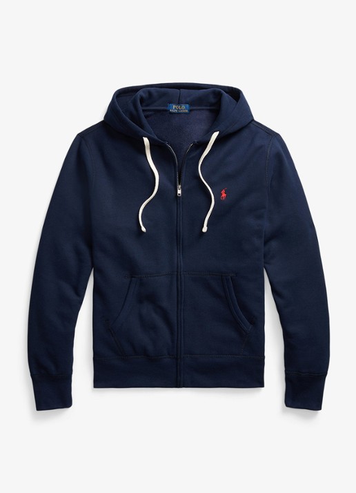 Ralph Lauren Sweatvest met logoborduring en capuchon  - voorkant 3 cruise navy / donkerblauw