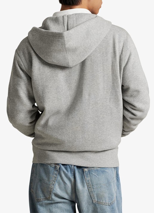 Ralph Lauren Sweatvest met logoborduring en capuchon  - achterkant 3 andover heather / grijs