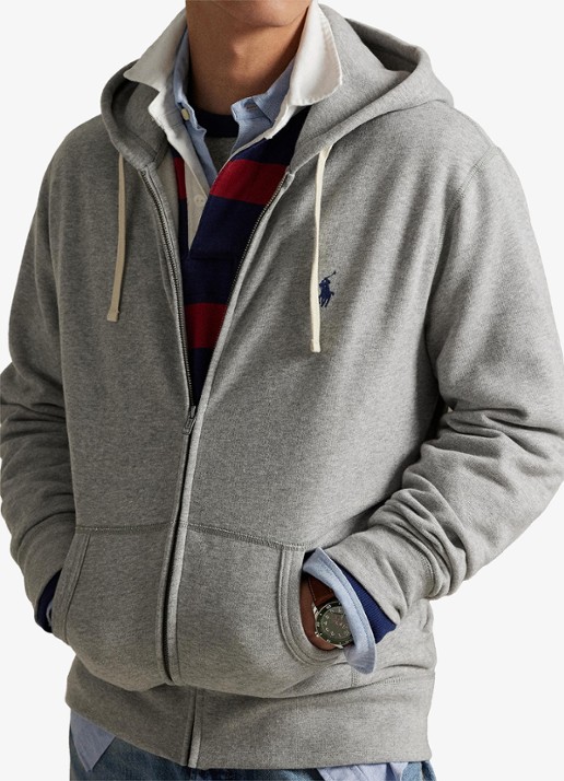 Ralph Lauren Sweatvest met logoborduring en capuchon  - detail 2 andover heather / grijs