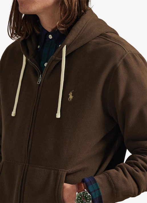 Ralph Lauren Sweatvest met logoborduring en capuchon  - detail 5 nutmeg brown / bruin