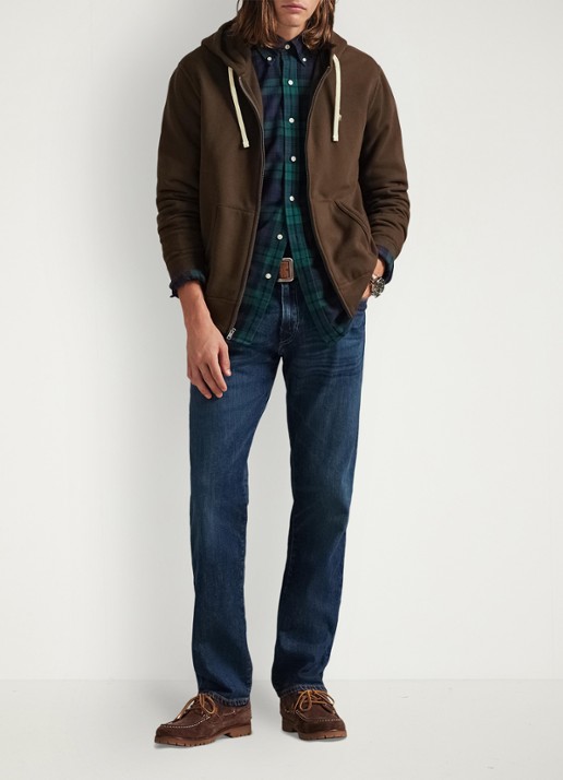 Ralph Lauren Sweatvest met logoborduring en capuchon  - voorkant 3 nutmeg brown / bruin