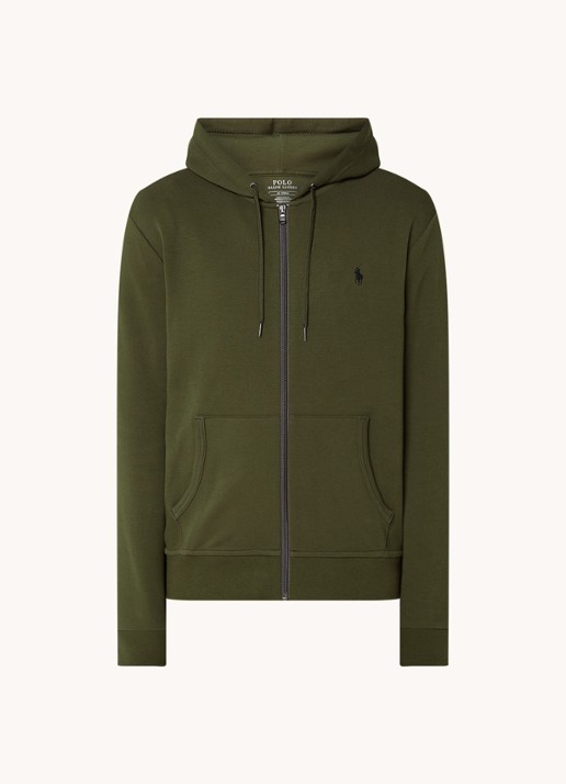 Ralph Lauren Sweatvest met steekzakken en logoborduring - voorkant company olive / legergroen