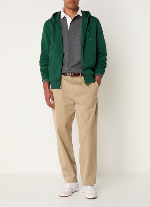 Ralph Lauren Sweatvest met steekzakken en logoborduring - voorkant 5 vintage pine / donkergroen