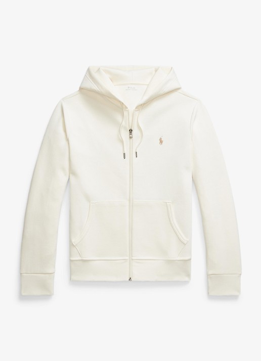 Ralph Lauren Sweatvest met steekzakken en logoborduring - voorkant 4 pale cream / creme