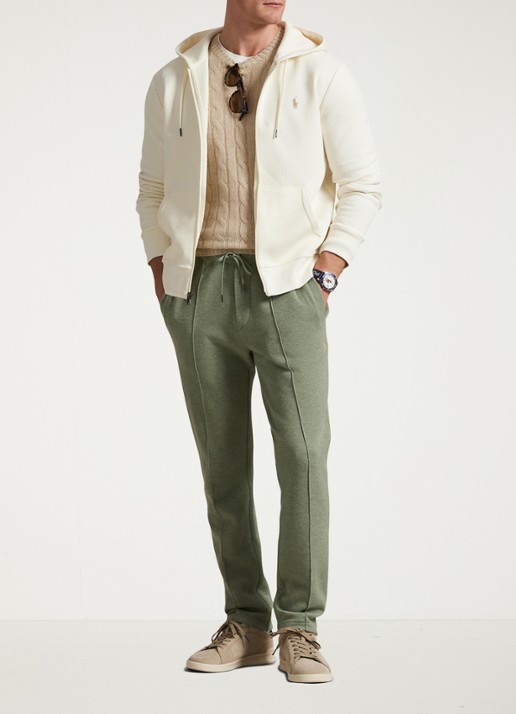 Ralph Lauren Sweatvest met steekzakken en logoborduring - voorkant 5 pale cream / creme