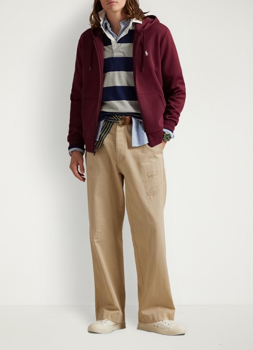 Ralph Lauren Sweatvest met steekzakken en logoborduring - voorkant 5 classic wine / wijnrood