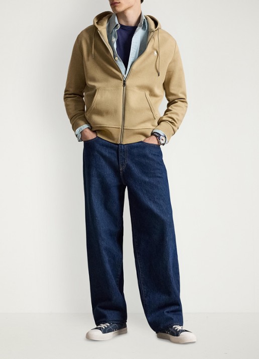 Ralph Lauren Sweatvest met steekzakken en logoborduring - detail surrey tan