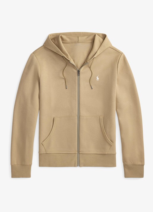 Ralph Lauren Sweatvest met steekzakken en logoborduring - voorkant 4 surrey tan