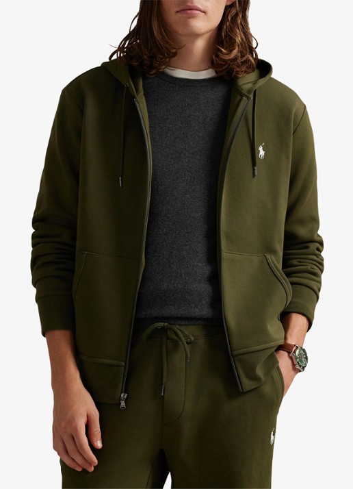 Ralph Lauren Sweatvest met steekzakken en logoborduring - detail 3 company olive / olijfgroen