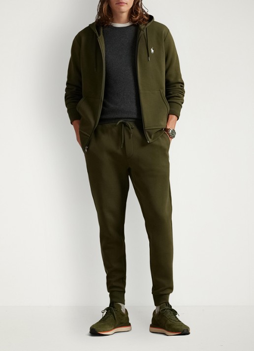 Ralph Lauren Sweatvest met steekzakken en logoborduring - voorkant 2 company olive / olijfgroen