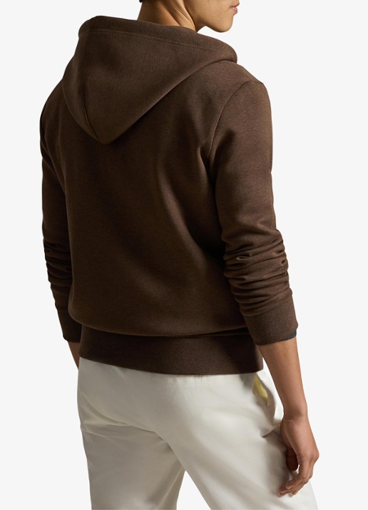 Ralph Lauren Sweatvest met steekzakken en logoborduring - achterkant nutmeg brown heather
