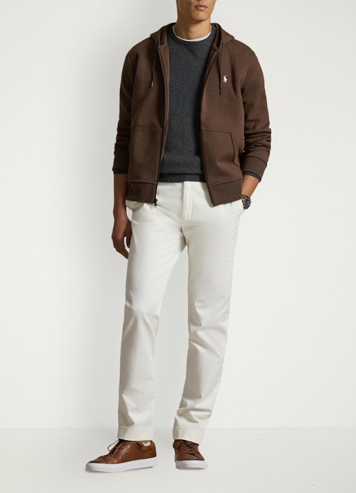 Ralph Lauren Sweatvest met steekzakken en logoborduring - voorkant 5 nutmeg brown heather