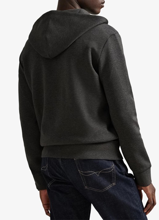 Ralph Lauren Sweatvest met steekzakken en logoborduring - achterkant dark charcoal heather