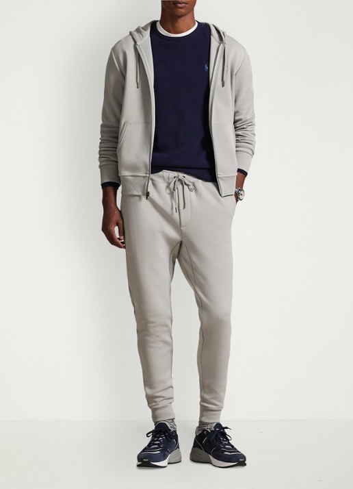 Ralph Lauren Sweatvest met steekzakken en logoborduring - voorkant 5 soft grey