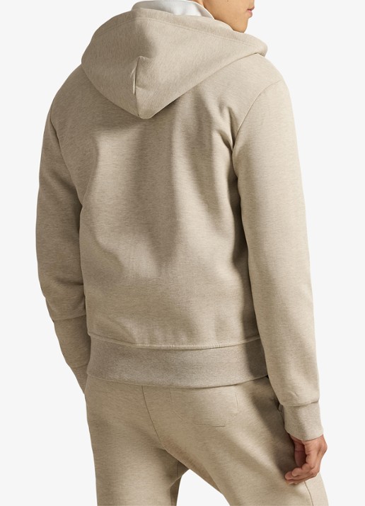 Ralph Lauren Sweatvest met steekzakken en logoborduring - achterkant tuscan beige heather