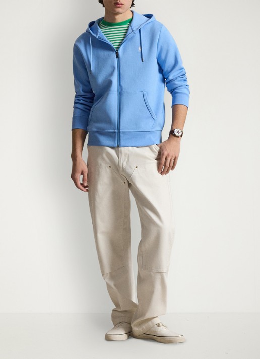 Ralph Lauren Sweatvest met steekzakken en logoborduring - voorkant 3 chatham blue