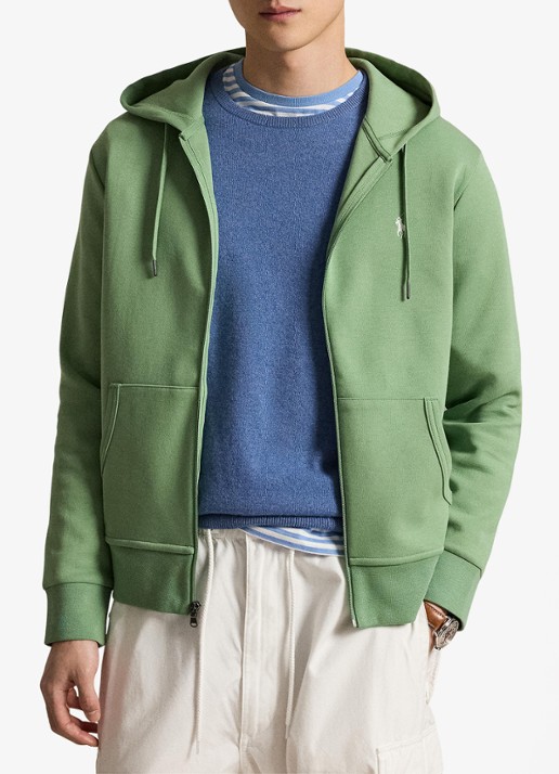 Ralph Lauren Sweatvest met steekzakken en logoborduring - voorkant 4 outback green / groen