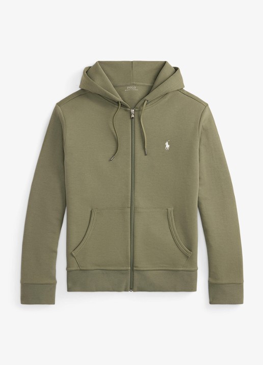 Ralph Lauren Sweatvest met steekzakken en logoborduring - voorkant 3 cruise olive / olijfgroen
