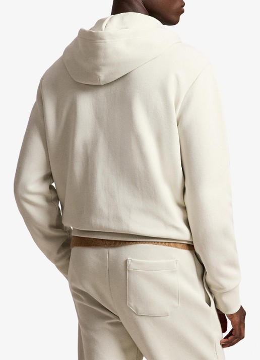 Ralph Lauren Sweatvest met steekzakken en logoborduring - achterkant 3 stone pebble / gebroken wit