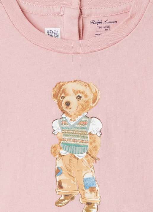 Ralph Lauren T-shirt jurk met logoprint - detail roze