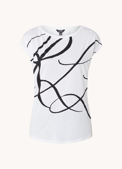 Ralph Lauren T-shirt met abstract dessin - voorkant 5 white / wit