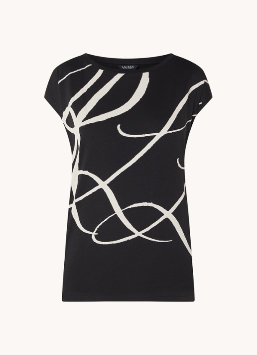 Ralph Lauren T-shirt met abstract dessin - voorkant polo black / zwart
