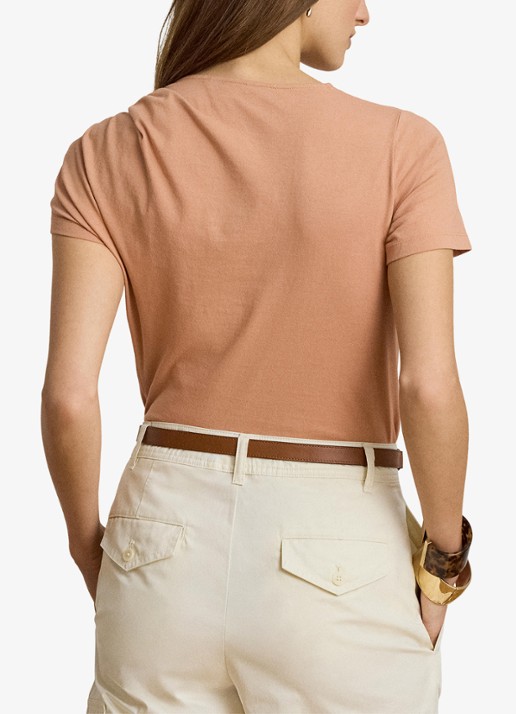Ralph Lauren T-shirt met knoopdetail - achterkant pink sienna / roze