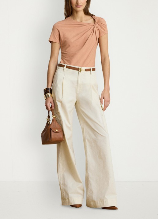 Ralph Lauren T-shirt met knoopdetail - voorkant 3 pink sienna / roze
