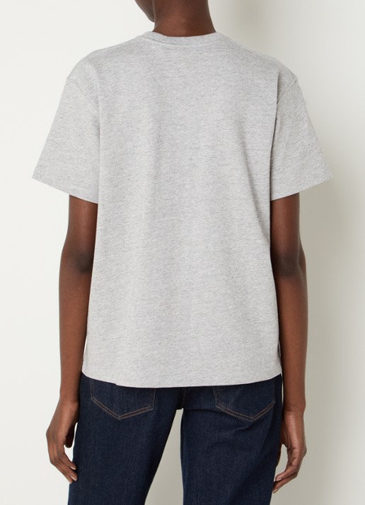 Ralph Lauren T-shirt met logoborduring en gemêleerd dessin - achterkant grijsmele
