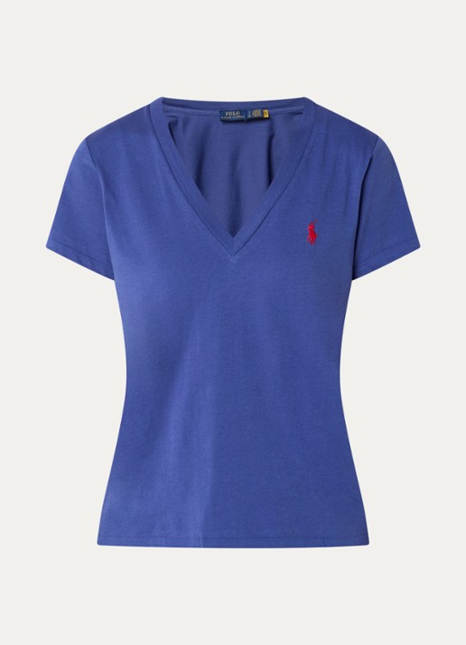 Ralph Lauren T-shirt met logoborduring en V-hals