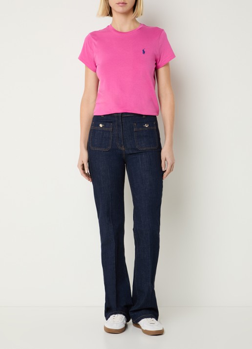 Ralph Lauren T-shirt met logoborduring - voorkant 2 donkerroze