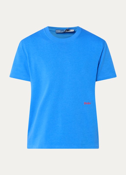 Ralph Lauren T-shirt met logoborduring - voorkant 2 lichtblauw