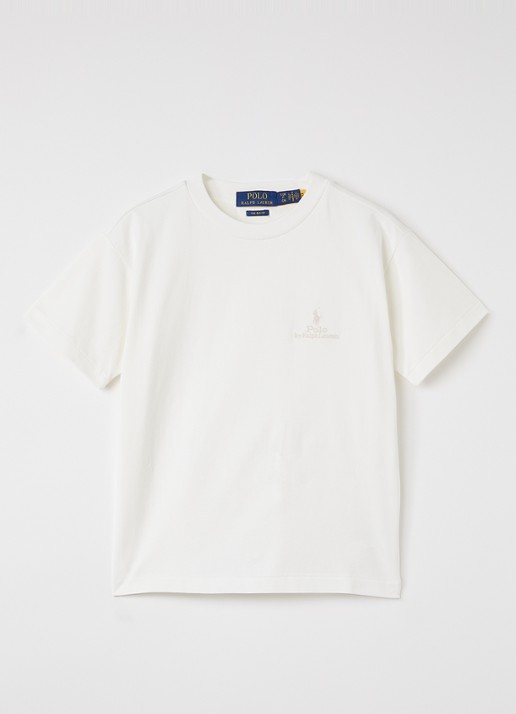 Ralph Lauren T-shirt met logoborduring - voorkant ivoor