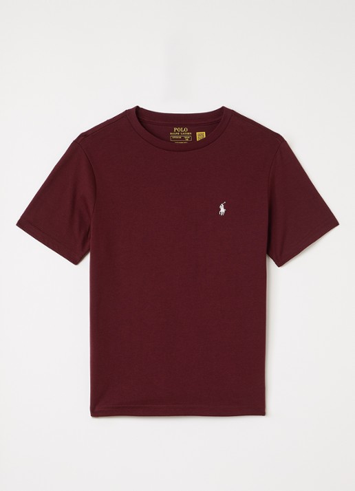 Ralph Lauren T-shirt met logoborduring - voorkant bordeauxrood