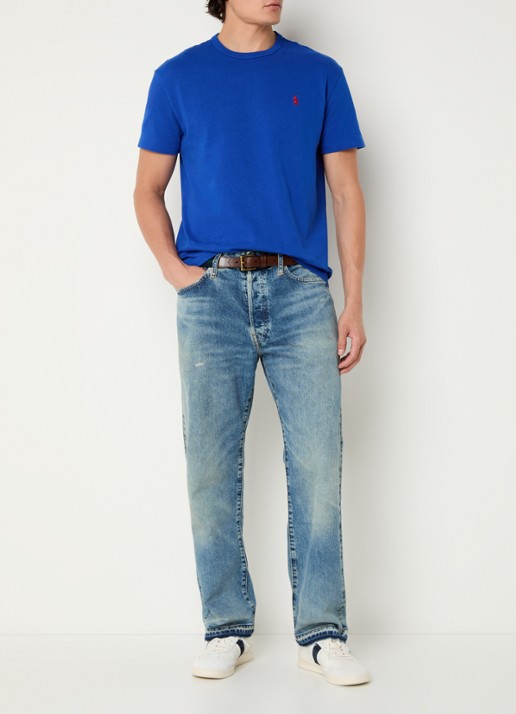 Ralph Lauren T-shirt met logoborduring  - voorkant 3 kobaltblauw