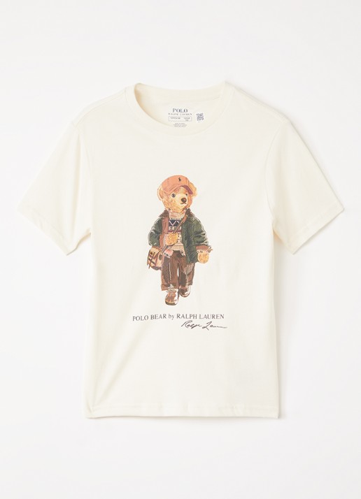 Ralph Lauren T-shirt met logoprint - voorkant gebroken wit
