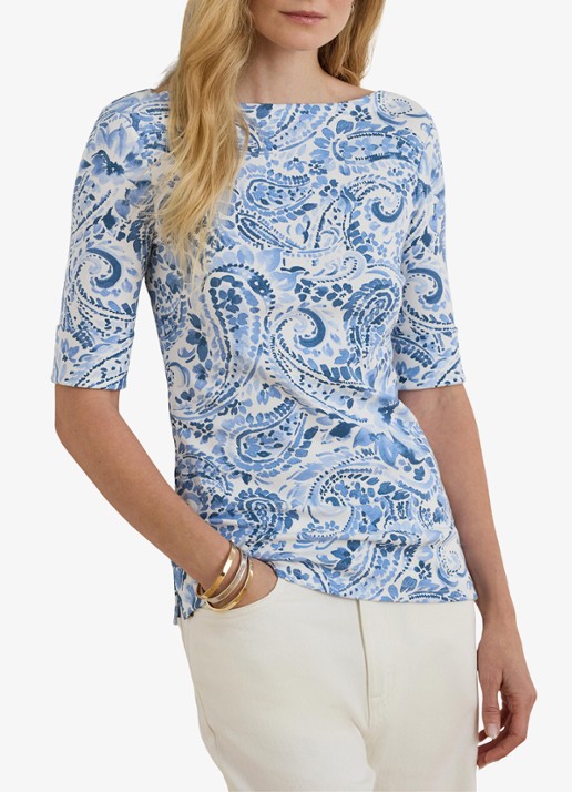 Ralph Lauren T-shirt met paisley dessin en boothals