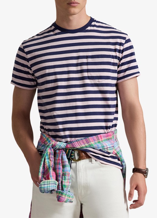 Ralph Lauren T-shirt met streepprint en borstzak