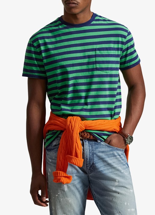 Ralph Lauren T-shirt met streepprint en borstzak