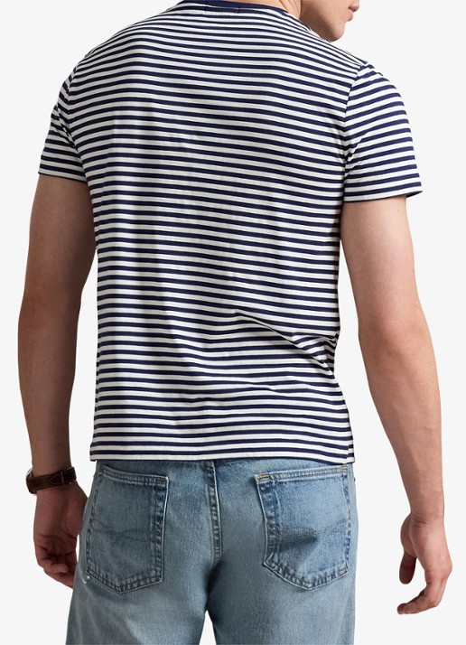 Ralph Lauren T-shirt met streepprint en logoborduring - achterkant 5 newport navy/white / donkerblauw